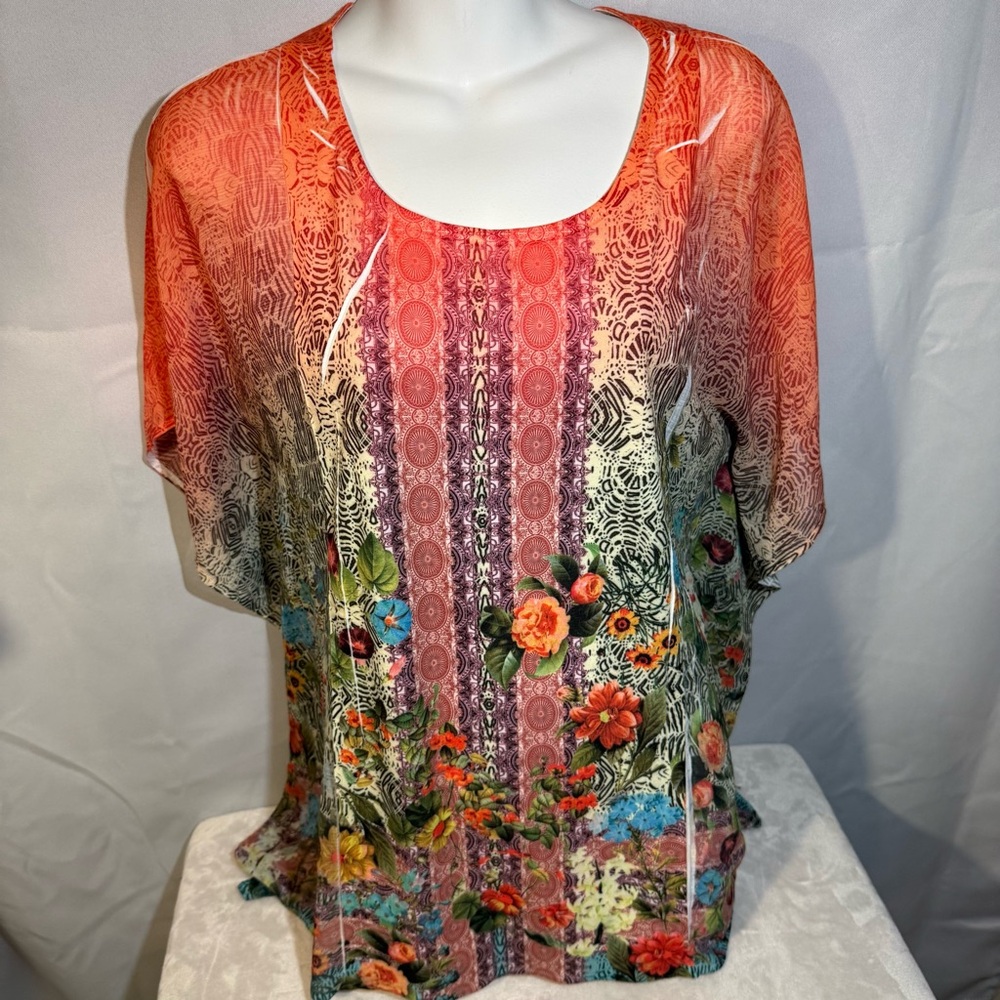 Mushka by Sienna Rose Sheer Boho Floral Blouse‎ Size L